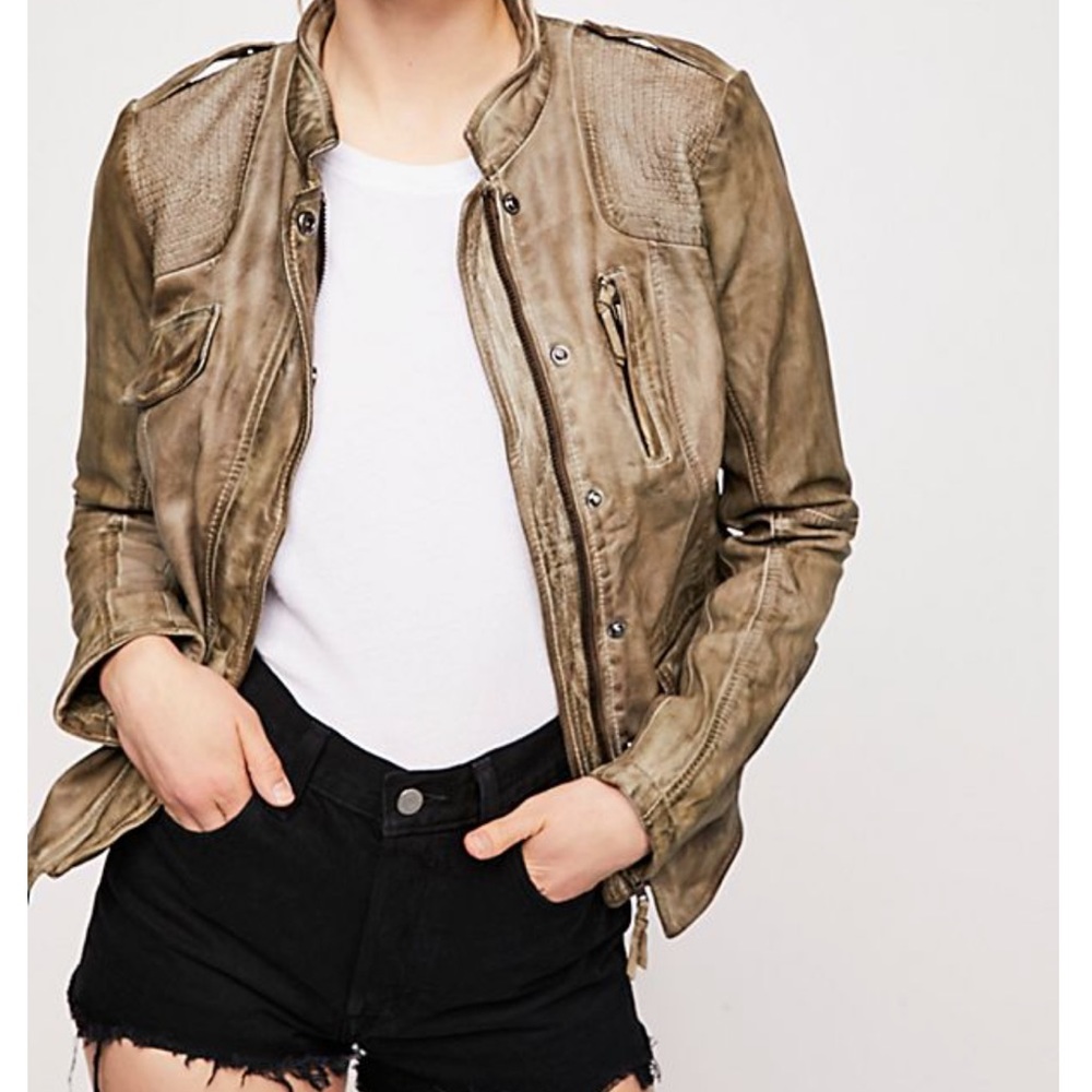 NWT Free People Rumpled Leather Blazer Jacket